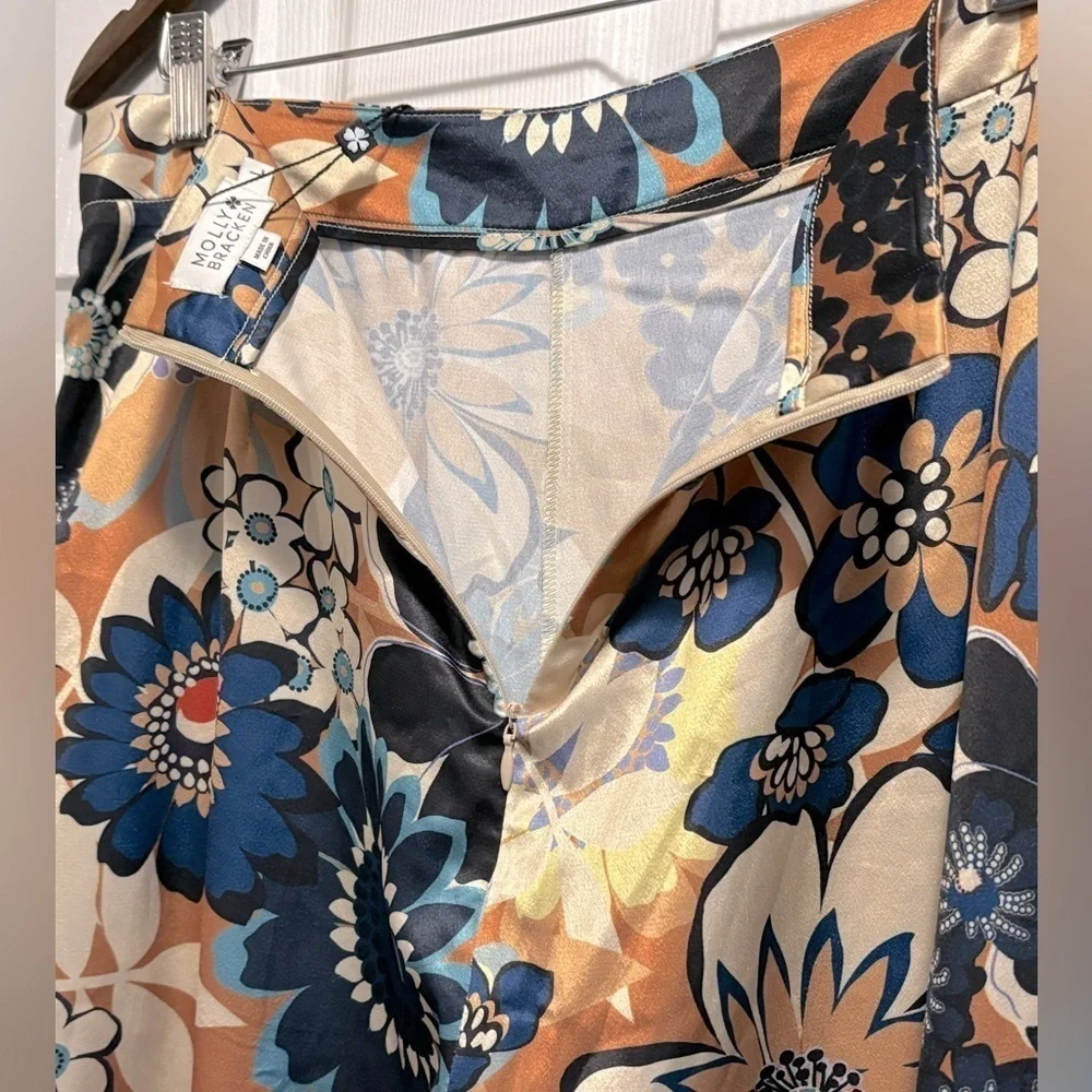 NWT Molly Bracken Floral Wide Leg Pants in Riviera Camel Size Large NEW - Picture 10 of 13